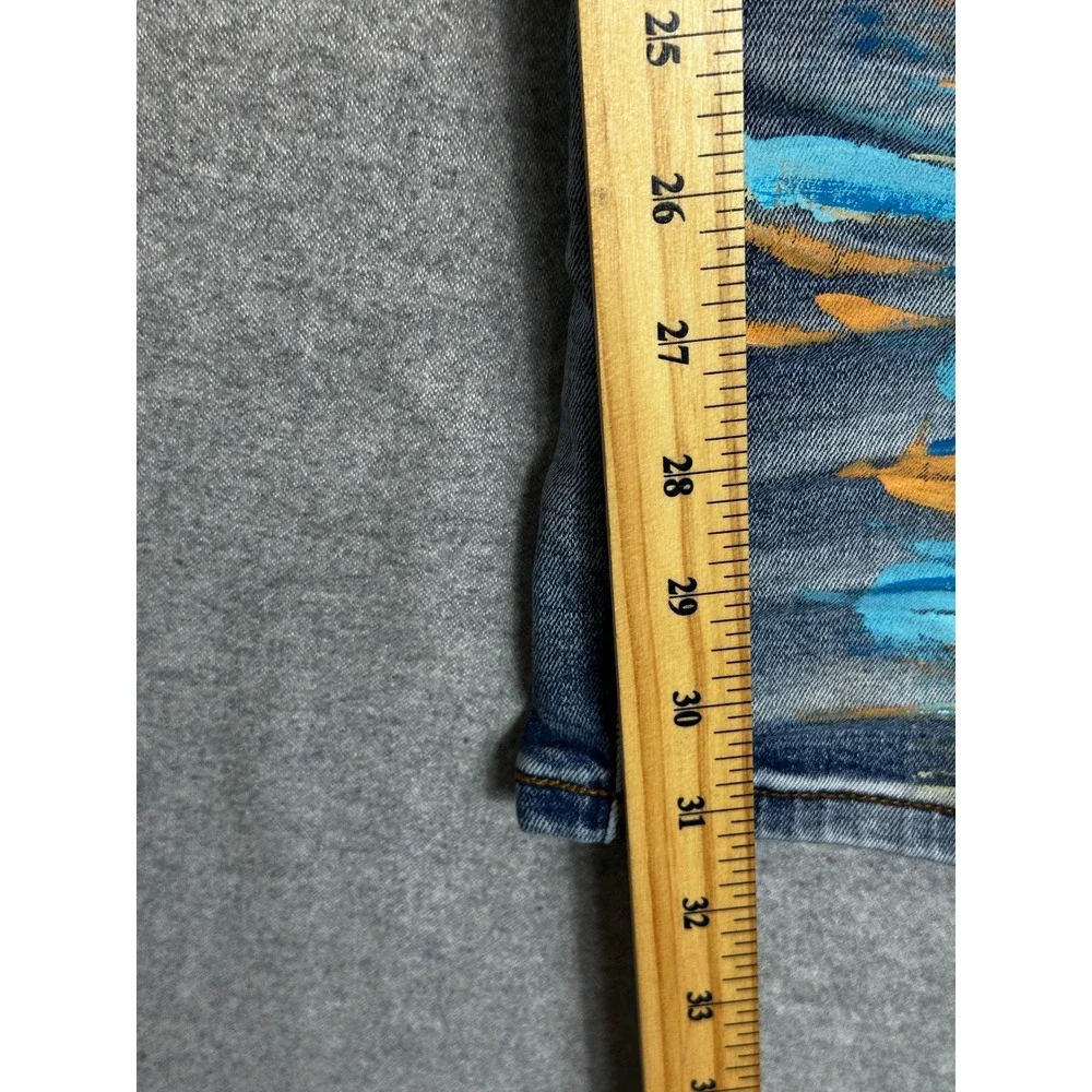 KDNK Men'KDNK Jean Mens 33x31 Distressed Ripped Paint Splatter Denim Design Blue